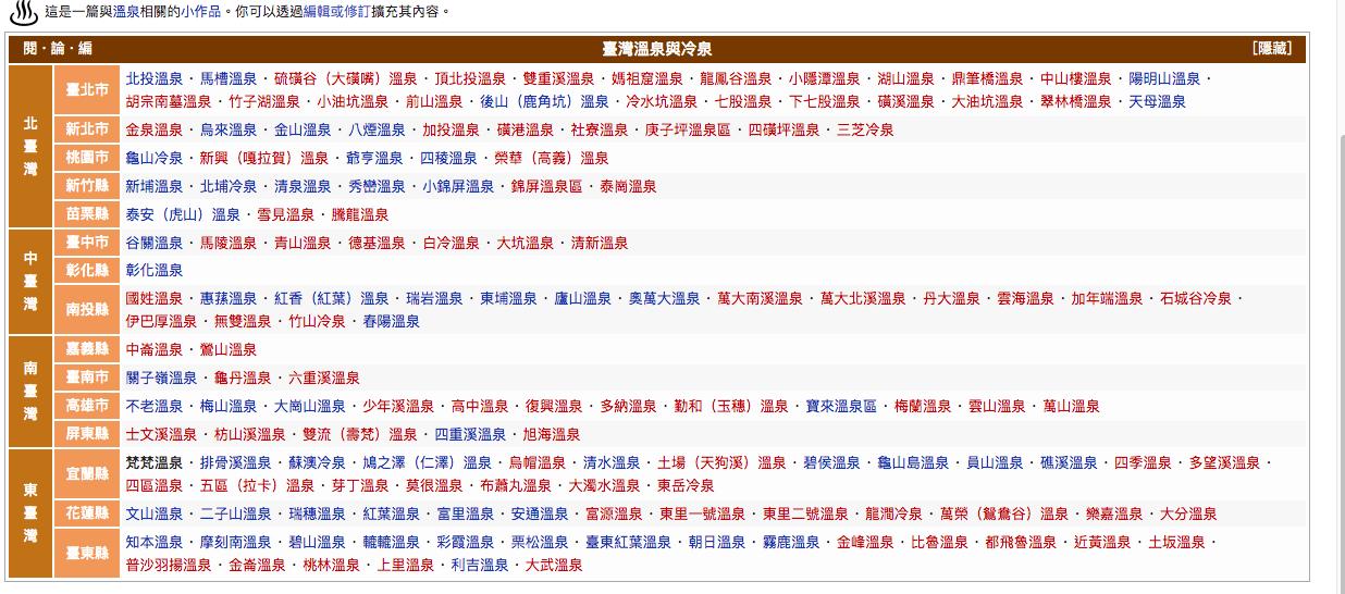 （上圖出自維基百科，台灣的溫泉及冷泉，希望更多人一起走出戶外YA）